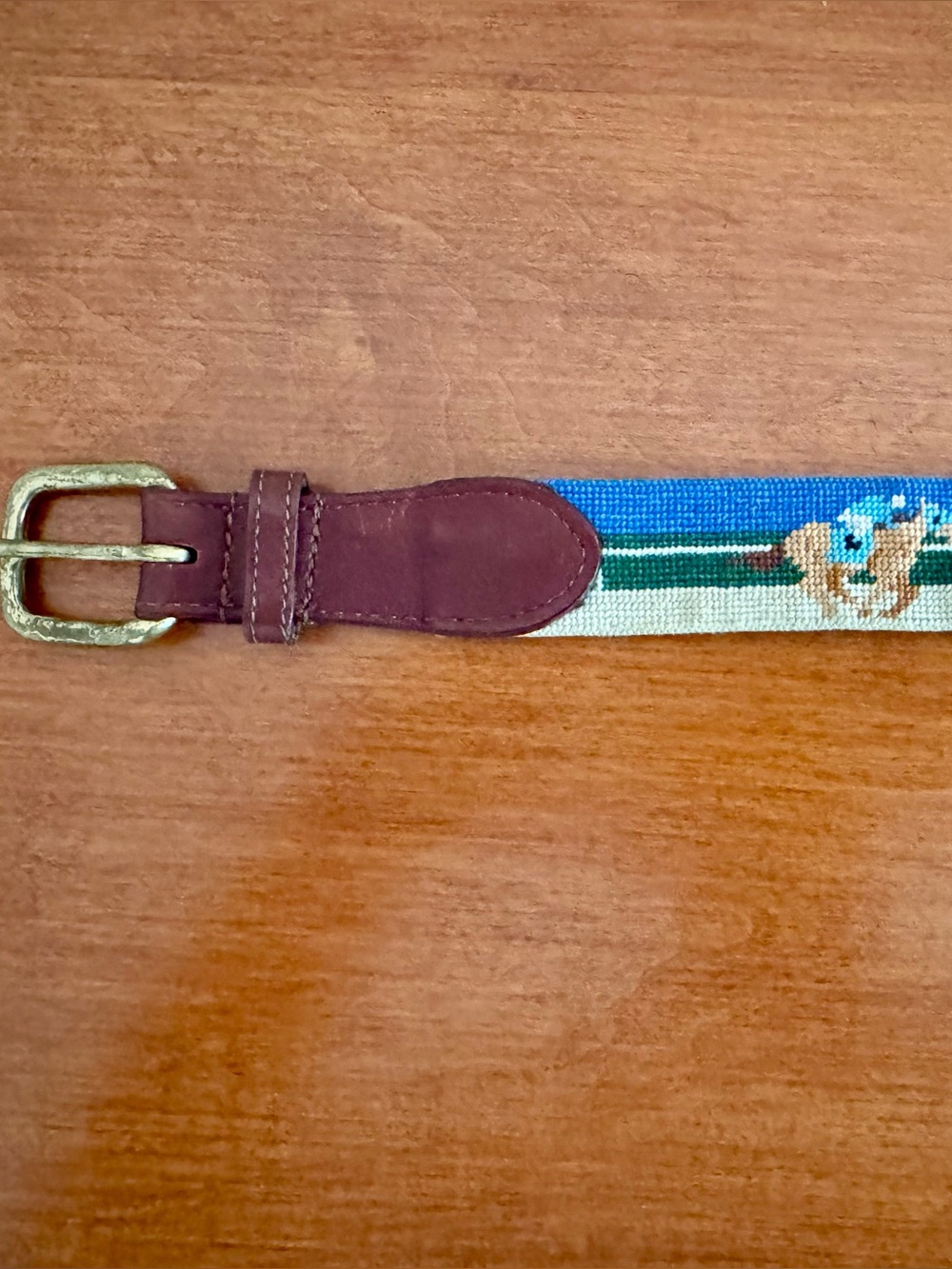 Smathers & Branson Needlepoint Belt Size 36 Horse Racing Derby Equestrian